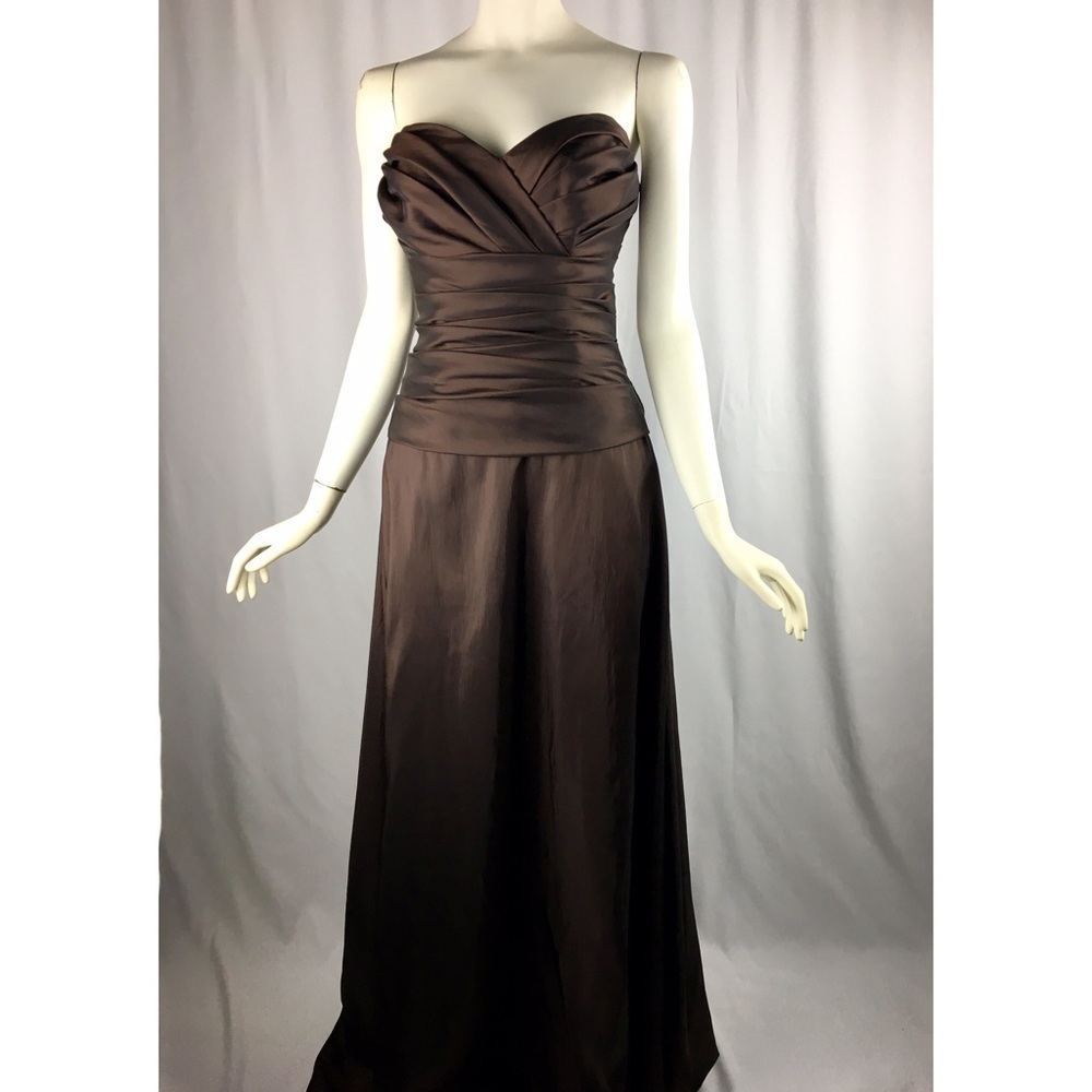 Watters & Watters Strapless Gown Brown Formal Bridesmaid Long Dress Size 8